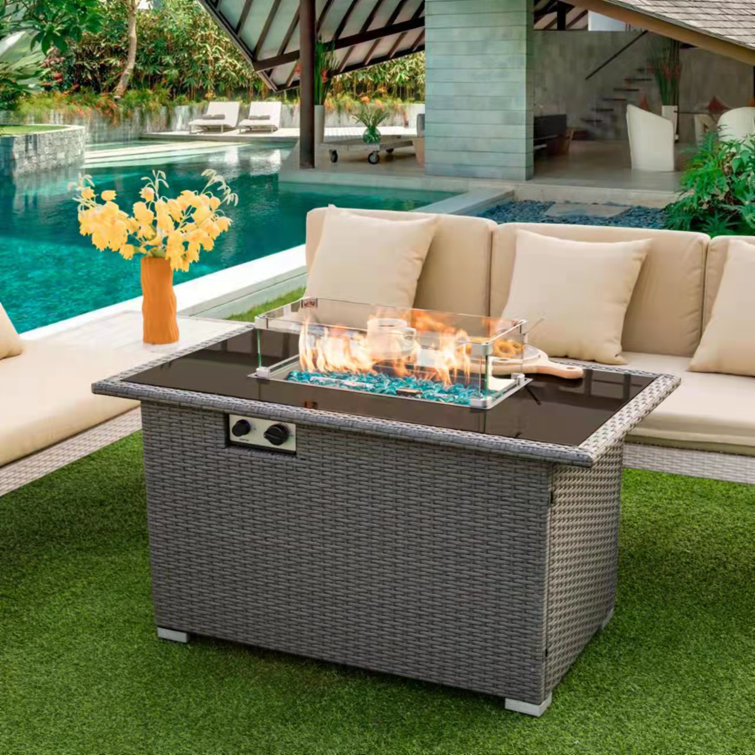 Red Barrel Studio® 23.6'' H x 44'' W Propane Outdoor Fire Pit Table